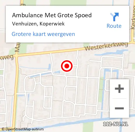 Locatie op kaart van de 112 melding: Ambulance Met Grote Spoed Naar Venhuizen, Koperwiek op 6 januari 2024 11:27