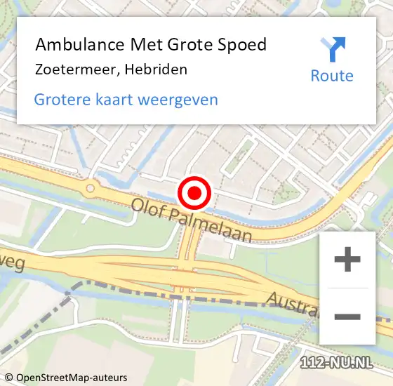 Locatie op kaart van de 112 melding: Ambulance Met Grote Spoed Naar Zoetermeer, Hebriden op 6 januari 2024 11:28