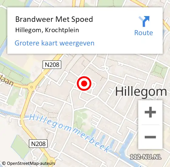 Locatie op kaart van de 112 melding: Brandweer Met Spoed Naar Hillegom, Krochtplein op 6 januari 2024 11:43