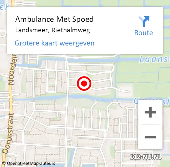 Locatie op kaart van de 112 melding: Ambulance Met Spoed Naar Landsmeer, Riethalmweg op 6 januari 2024 11:57