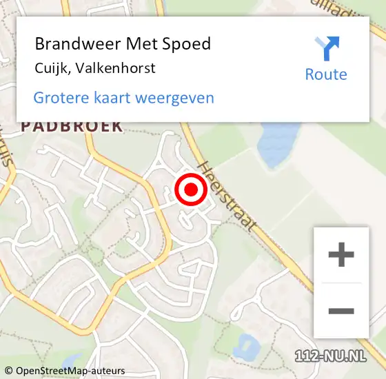 Locatie op kaart van de 112 melding: Brandweer Met Spoed Naar Cuijk, Valkenhorst op 6 januari 2024 12:19