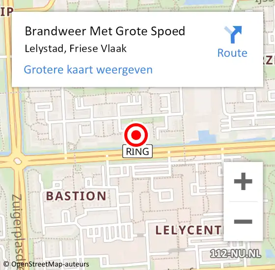 Locatie op kaart van de 112 melding: Brandweer Met Grote Spoed Naar Lelystad, Friese Vlaak op 6 januari 2024 12:25