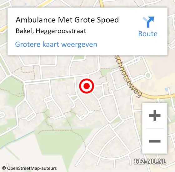 Locatie op kaart van de 112 melding: Ambulance Met Grote Spoed Naar Bakel, Heggeroosstraat op 21 september 2014 06:33