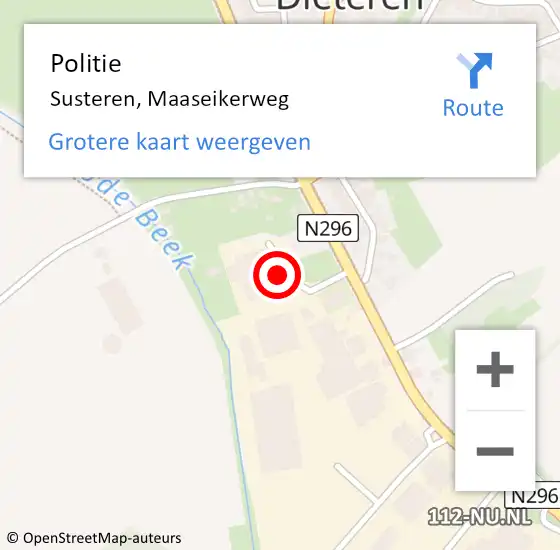Locatie op kaart van de 112 melding: Politie Susteren, Maaseikerweg op 6 januari 2024 13:09