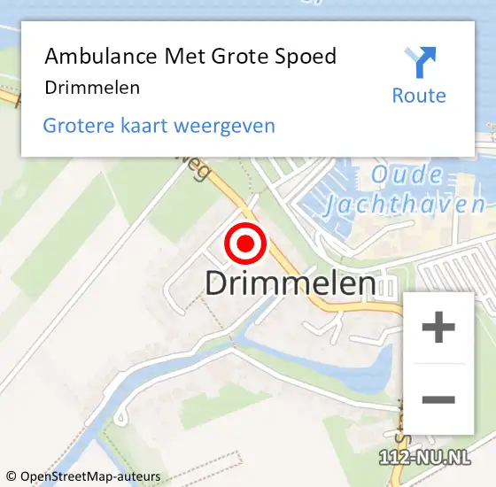 Locatie op kaart van de 112 melding: Ambulance Met Grote Spoed Naar Drimmelen op 6 januari 2024 13:15