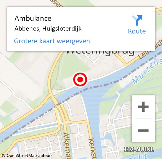 Locatie op kaart van de 112 melding: Ambulance Abbenes, Huigsloterdijk op 6 januari 2024 13:21