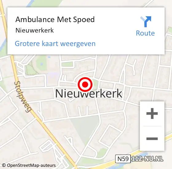 Locatie op kaart van de 112 melding: Ambulance Met Spoed Naar Nieuwerkerk op 6 januari 2024 13:32