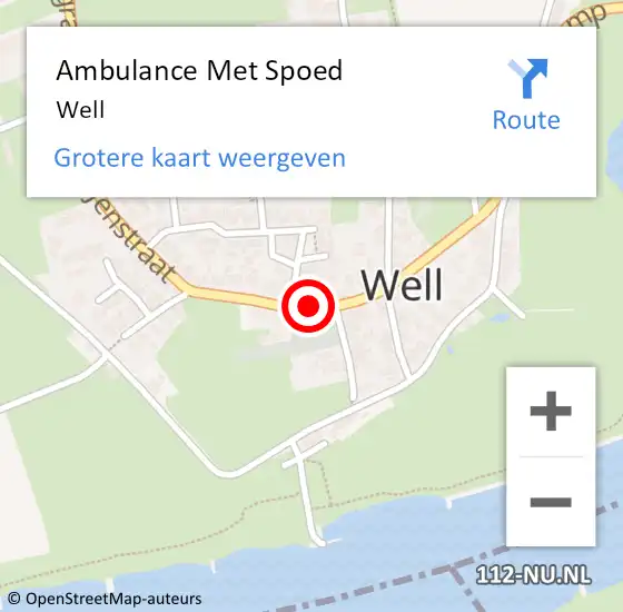 Locatie op kaart van de 112 melding: Ambulance Met Spoed Naar Well op 6 januari 2024 14:00