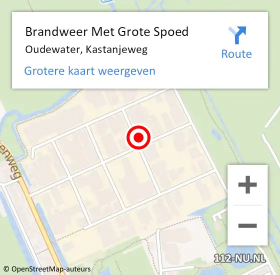 Locatie op kaart van de 112 melding: Brandweer Met Grote Spoed Naar Oudewater, Kastanjeweg op 6 januari 2024 14:05