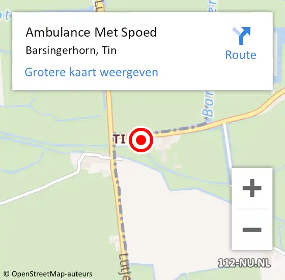 Locatie op kaart van de 112 melding: Ambulance Met Spoed Naar Barsingerhorn, Tin op 6 januari 2024 14:07