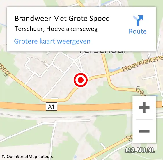 Locatie op kaart van de 112 melding: Brandweer Met Grote Spoed Naar Terschuur, Hoevelakenseweg op 6 januari 2024 14:43