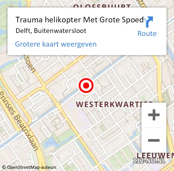 Locatie op kaart van de 112 melding: Trauma helikopter Met Grote Spoed Naar Delft, Buitenwatersloot op 6 januari 2024 14:51