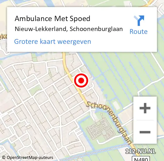 Locatie op kaart van de 112 melding: Ambulance Met Spoed Naar Nieuw-Lekkerland, Schoonenburglaan op 6 januari 2024 14:56