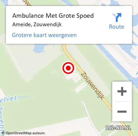 Locatie op kaart van de 112 melding: Ambulance Met Grote Spoed Naar Ameide, Zouwendijk op 6 januari 2024 15:01