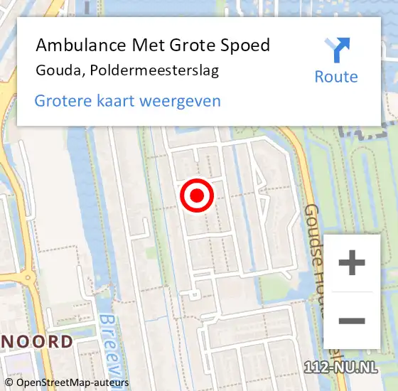 Locatie op kaart van de 112 melding: Ambulance Met Grote Spoed Naar Gouda, Poldermeesterslag op 6 januari 2024 15:07