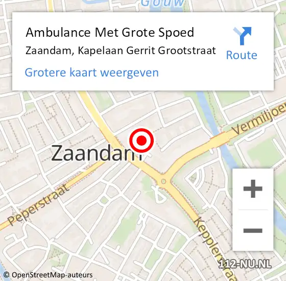 Locatie op kaart van de 112 melding: Ambulance Met Grote Spoed Naar Zaandam, Kapelaan Gerrit Grootstraat op 6 januari 2024 15:15