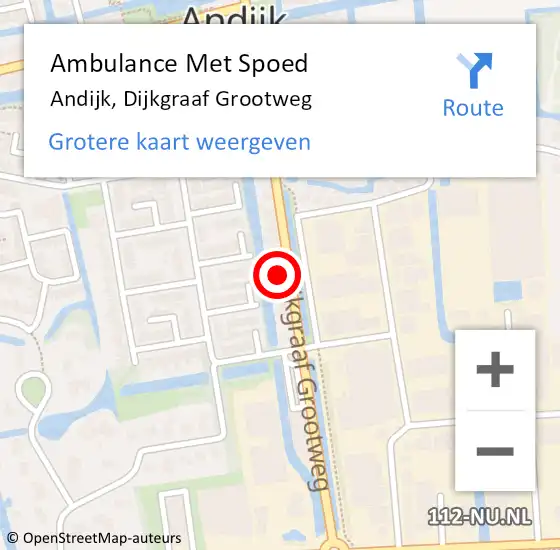 Locatie op kaart van de 112 melding: Ambulance Met Spoed Naar Andijk, Dijkgraaf Grootweg op 6 januari 2024 16:00