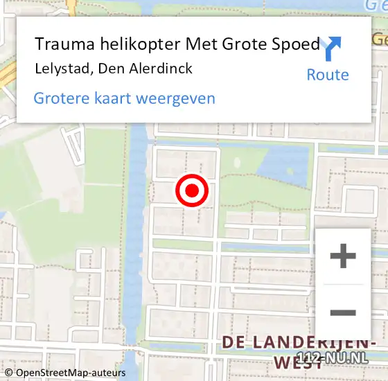 Locatie op kaart van de 112 melding: Trauma helikopter Met Grote Spoed Naar Lelystad, Den Alerdinck op 6 januari 2024 16:05