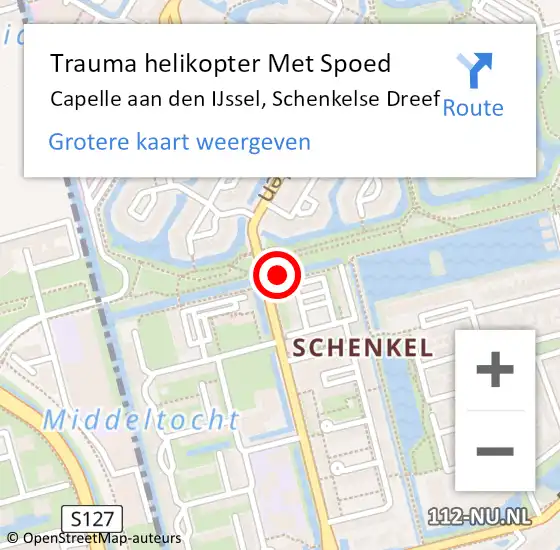 Locatie op kaart van de 112 melding: Trauma helikopter Met Spoed Naar Capelle aan den IJssel, Schenkelse Dreef op 6 januari 2024 16:07