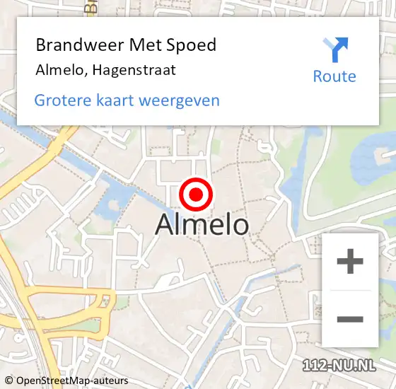 Locatie op kaart van de 112 melding: Brandweer Met Spoed Naar Almelo, Hagenstraat op 6 januari 2024 16:17