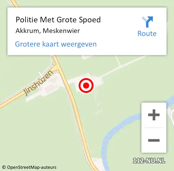 Locatie op kaart van de 112 melding: Politie Met Grote Spoed Naar Akkrum, Meskenwier op 6 januari 2024 16:20