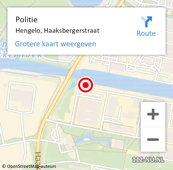Locatie op kaart van de 112 melding: Politie Hengelo, Haaksbergerstraat op 6 januari 2024 16:36