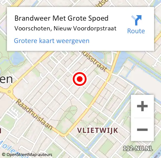 Locatie op kaart van de 112 melding: Brandweer Met Grote Spoed Naar Voorschoten, Nieuw Voordorpstraat op 6 januari 2024 16:44