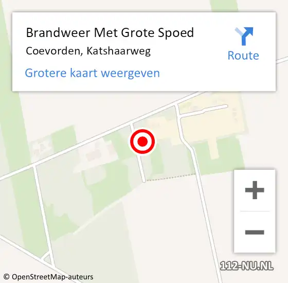 Locatie op kaart van de 112 melding: Brandweer Met Grote Spoed Naar Coevorden, Katshaarweg op 6 januari 2024 16:51