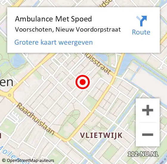 Locatie op kaart van de 112 melding: Ambulance Met Spoed Naar Voorschoten, Nieuw Voordorpstraat op 6 januari 2024 16:53