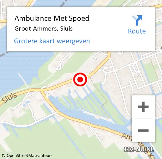 Locatie op kaart van de 112 melding: Ambulance Met Spoed Naar Groot-Ammers, Sluis op 6 januari 2024 17:15