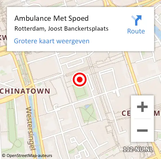 Locatie op kaart van de 112 melding: Ambulance Met Spoed Naar Rotterdam, Joost Banckertsplaats op 6 januari 2024 17:24