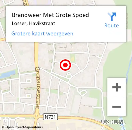 Locatie op kaart van de 112 melding: Brandweer Met Grote Spoed Naar Losser, Havikstraat op 6 januari 2024 17:24