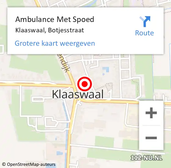 Locatie op kaart van de 112 melding: Ambulance Met Spoed Naar Klaaswaal, Botjesstraat op 6 januari 2024 17:25