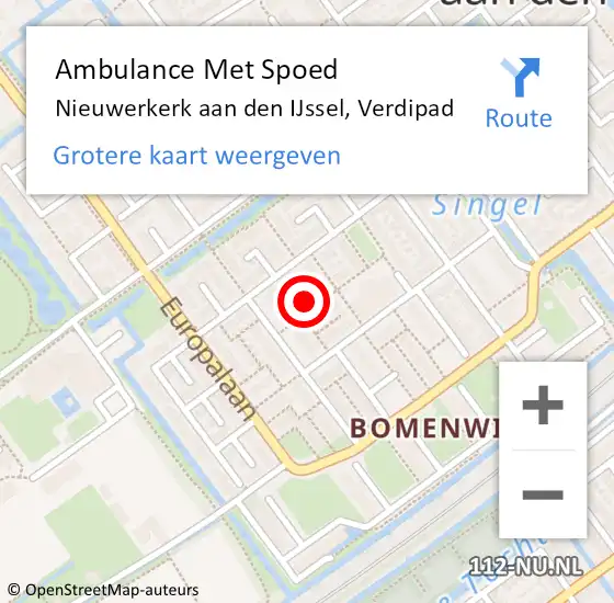 Locatie op kaart van de 112 melding: Ambulance Met Spoed Naar Nieuwerkerk aan den IJssel, Verdipad op 6 januari 2024 17:33