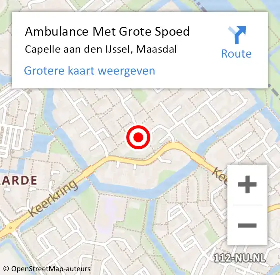 Locatie op kaart van de 112 melding: Ambulance Met Grote Spoed Naar Capelle aan den IJssel, Maasdal op 6 januari 2024 17:45