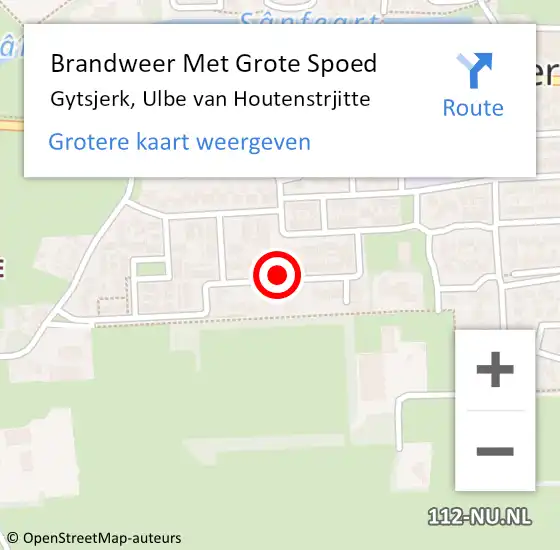 Locatie op kaart van de 112 melding: Brandweer Met Grote Spoed Naar Gytsjerk, Ulbe van Houtenstrjitte op 6 januari 2024 17:48