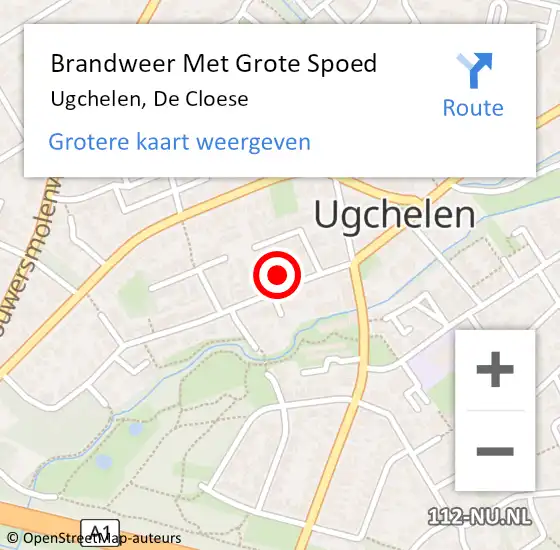 Locatie op kaart van de 112 melding: Brandweer Met Grote Spoed Naar Ugchelen, De Cloese op 6 januari 2024 17:49