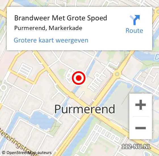 Locatie op kaart van de 112 melding: Brandweer Met Grote Spoed Naar Purmerend, Markerkade op 6 januari 2024 18:20