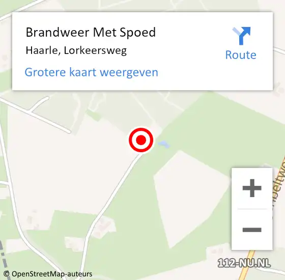 Locatie op kaart van de 112 melding: Brandweer Met Spoed Naar Haarle, Lorkeersweg op 6 januari 2024 18:42