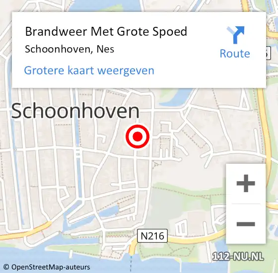 Locatie op kaart van de 112 melding: Brandweer Met Grote Spoed Naar Schoonhoven, Nes op 6 januari 2024 18:43