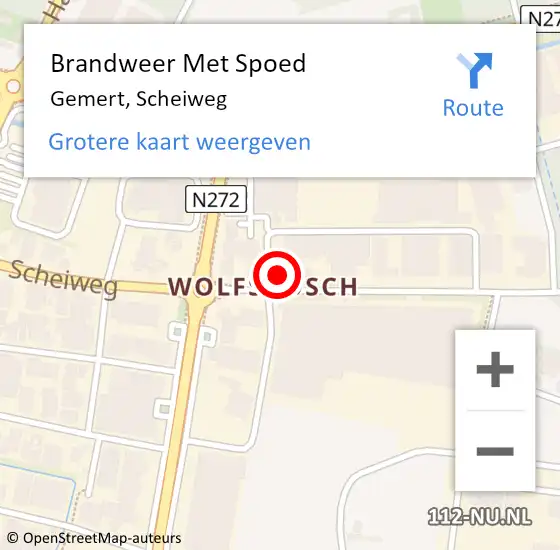 Locatie op kaart van de 112 melding: Brandweer Met Spoed Naar Gemert, Scheiweg op 6 januari 2024 18:57