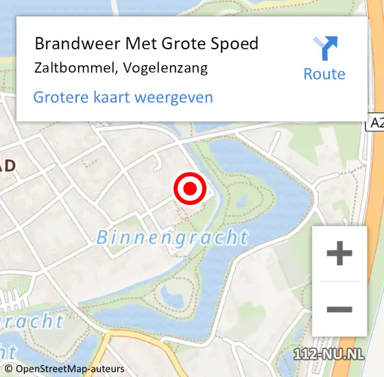 Locatie op kaart van de 112 melding: Brandweer Met Grote Spoed Naar Zaltbommel, Vogelenzang op 6 januari 2024 19:07