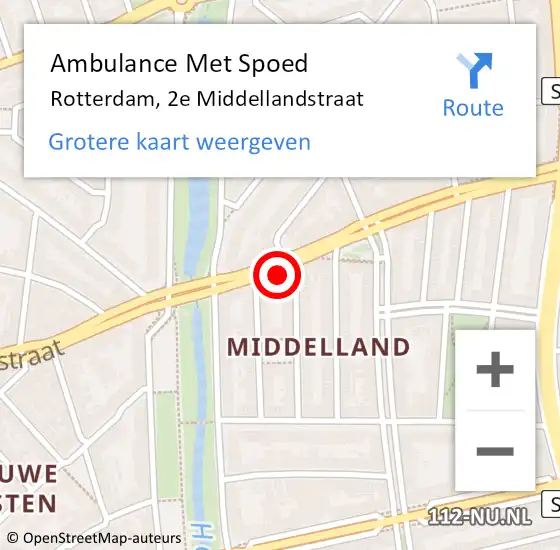 Locatie op kaart van de 112 melding: Ambulance Met Spoed Naar Rotterdam, 2e Middellandstraat op 6 januari 2024 19:08