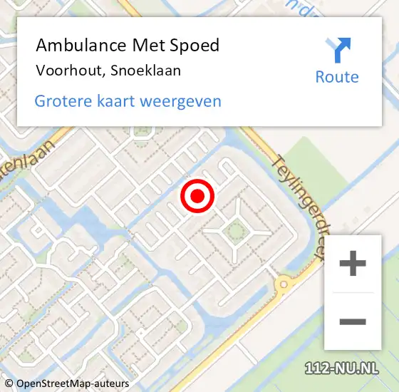 Locatie op kaart van de 112 melding: Ambulance Met Spoed Naar Voorhout, Snoeklaan op 6 januari 2024 19:23