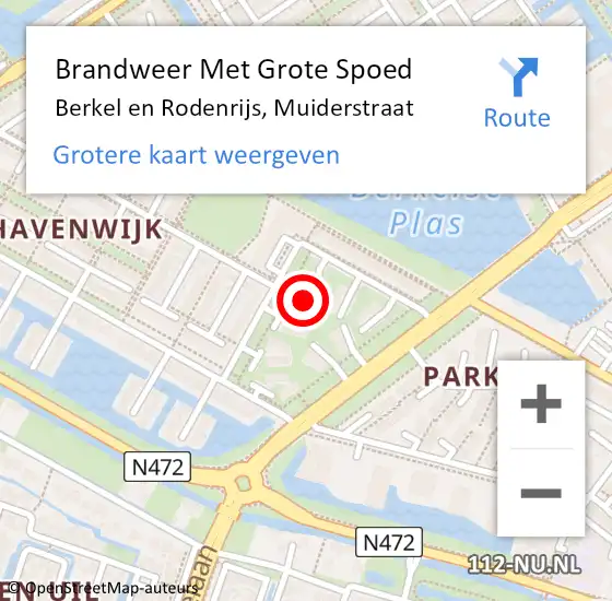 Locatie op kaart van de 112 melding: Brandweer Met Grote Spoed Naar Berkel en Rodenrijs, Muiderstraat op 6 januari 2024 19:49