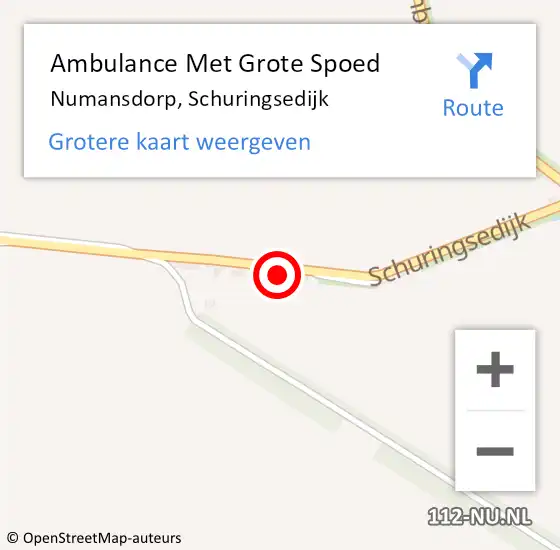 Locatie op kaart van de 112 melding: Ambulance Met Grote Spoed Naar Numansdorp, Schuringsedijk op 6 januari 2024 19:50