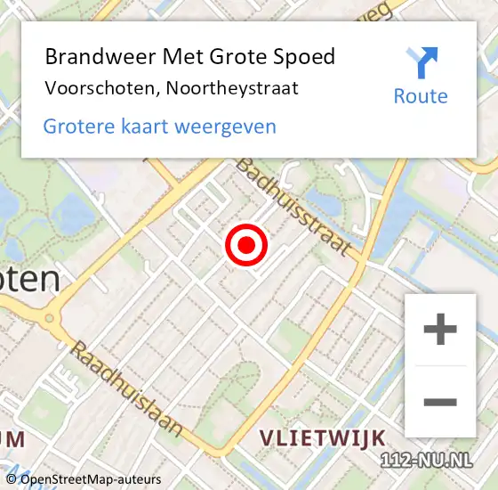 Locatie op kaart van de 112 melding: Brandweer Met Grote Spoed Naar Voorschoten, Noortheystraat op 6 januari 2024 20:05