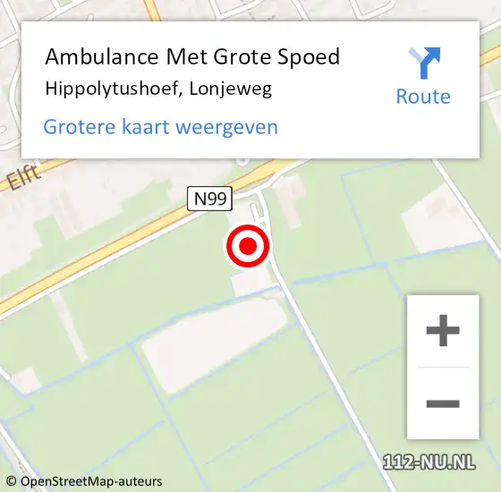 Locatie op kaart van de 112 melding: Ambulance Met Grote Spoed Naar Hippolytushoef, Lonjeweg op 6 januari 2024 20:05