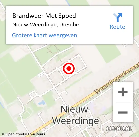 Locatie op kaart van de 112 melding: Brandweer Met Spoed Naar Nieuw-Weerdinge, Dresche op 6 januari 2024 20:21