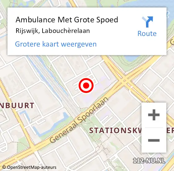 Locatie op kaart van de 112 melding: Ambulance Met Grote Spoed Naar Rijswijk, Labouchèrelaan op 6 januari 2024 20:26